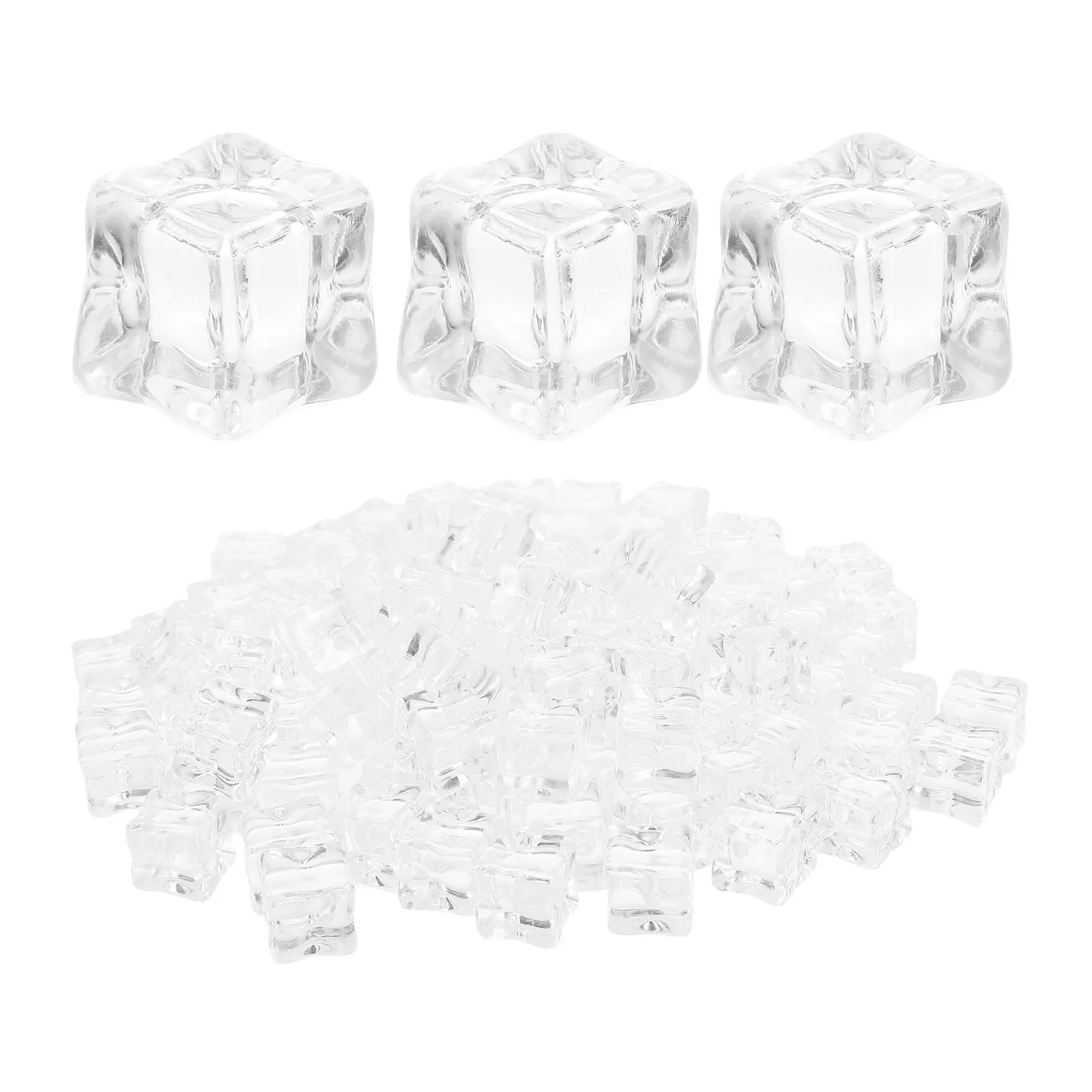 100Pcs Plastic Ice Cubes 15Mm Reusable Transparent Acrylic Fake Ice Rocks for Vase Fillers Tabletop Decor Centerpieces Party