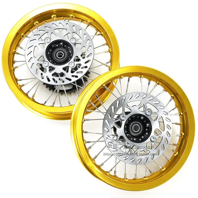 Off road motorcycle wheels, aluminum alloy tires, 2.15x12 inch sprockets, chain discs, 2.50x12 inches