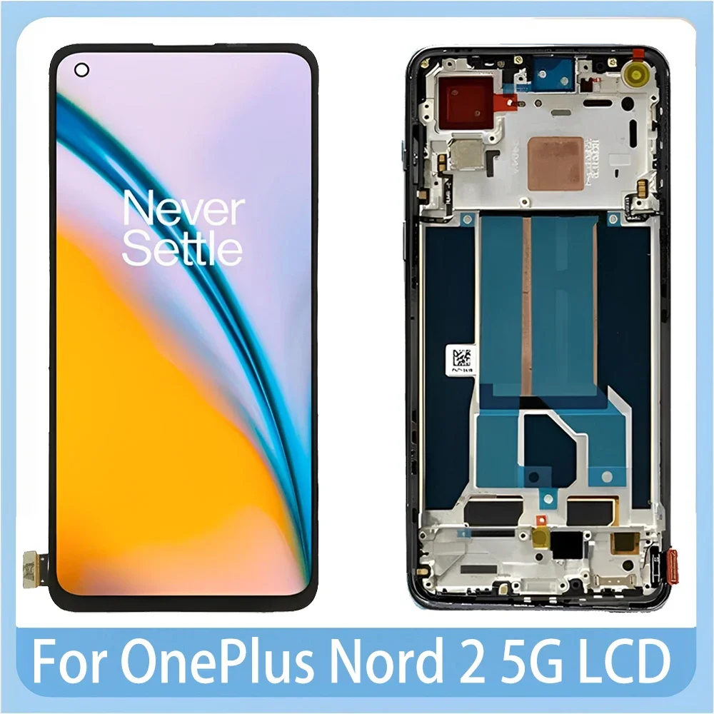 Original AMOLED For OnePlus Nord 2 5G DN2101 DN2103 LCD Display Touch Screen With Frame Panel Digitizer For 1+Nord 2 LCD