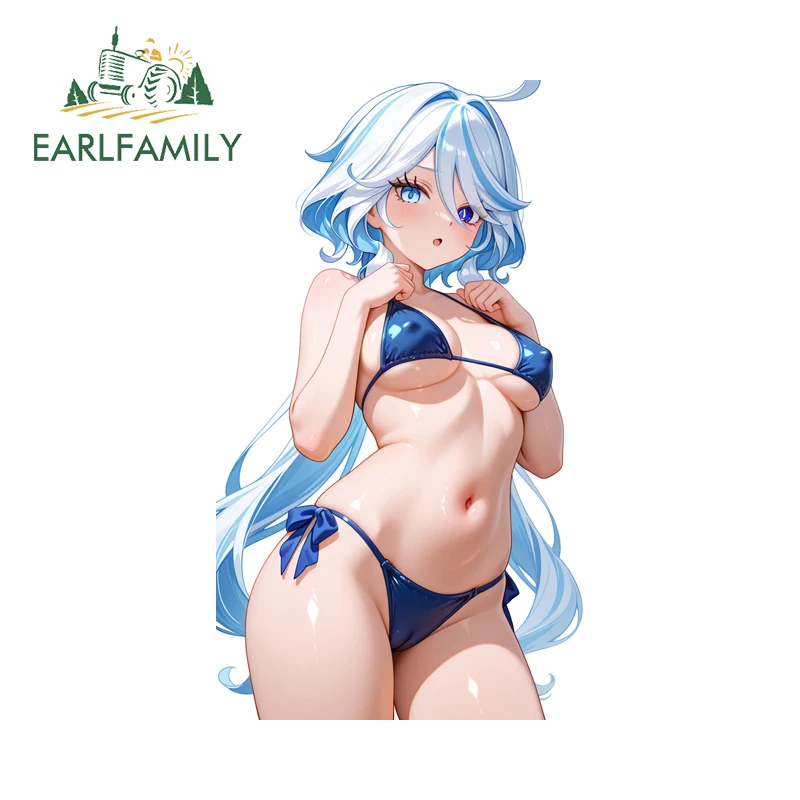 EARLFAMILY Sexy Bikini Furina Graffiti Design Car Decals Attractive Camper Toolbox Decals Eye-catching Exterior Accessories