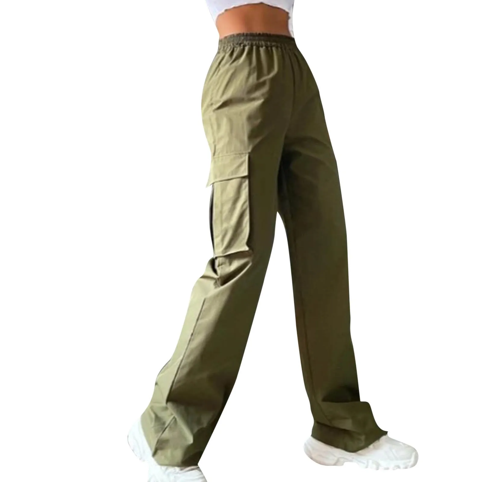 Young Girls Casul Pants Straight Wide Leg Trousers Female Loose Oversize Pockets Y2k Hip Hop Solid Color Pants calça feminina