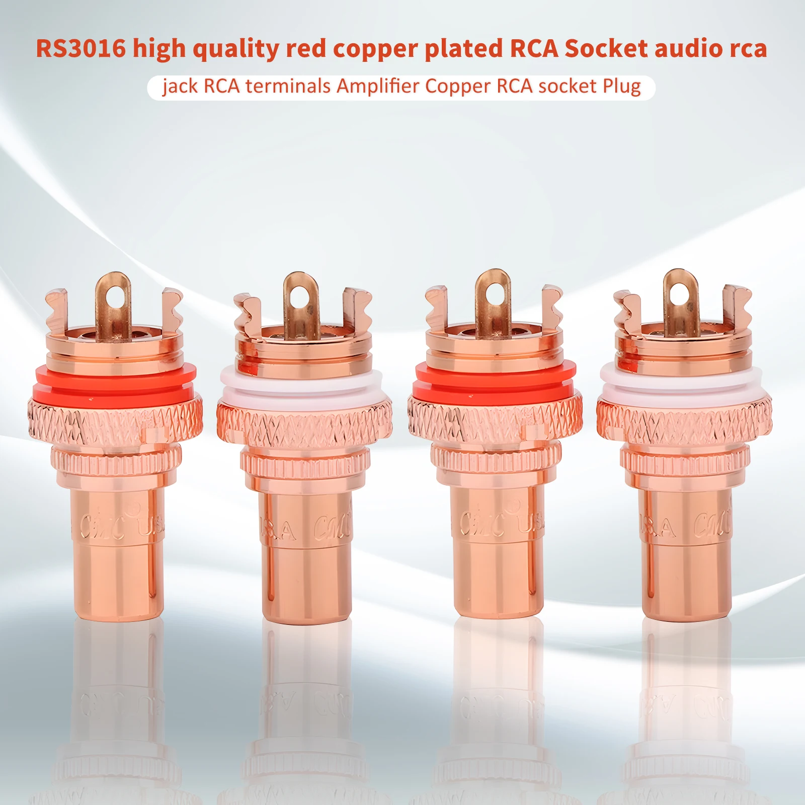 

4pcs RCA Female Socket Chassis CMC Connector Copper Jack Plug Amp HiFi White Red Audio Jacks