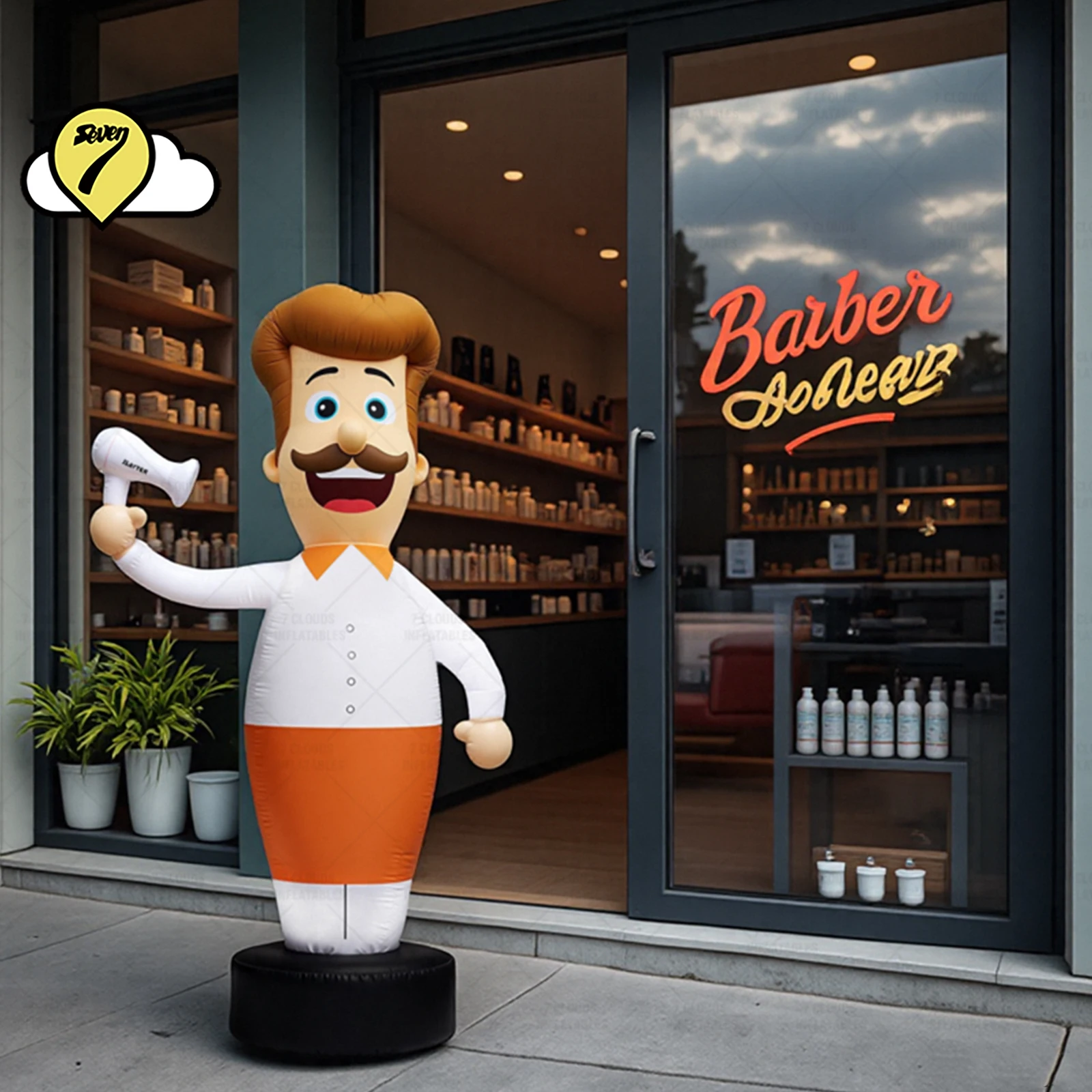 3M Customized Hair Salon Inflatable Hairdresser Holding a Hair Dryer Wavering arm Tube Man Advertising Decor for Beauty salon