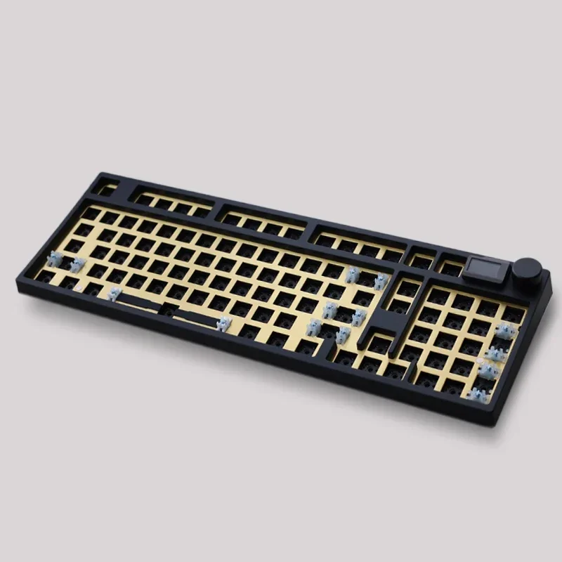 Keydous NJ98 Mechanical Keyboards Kits Hot Swap Wireless Bluetooth 3 Mode Aluminum Brass with Knob Multi-system compatibility