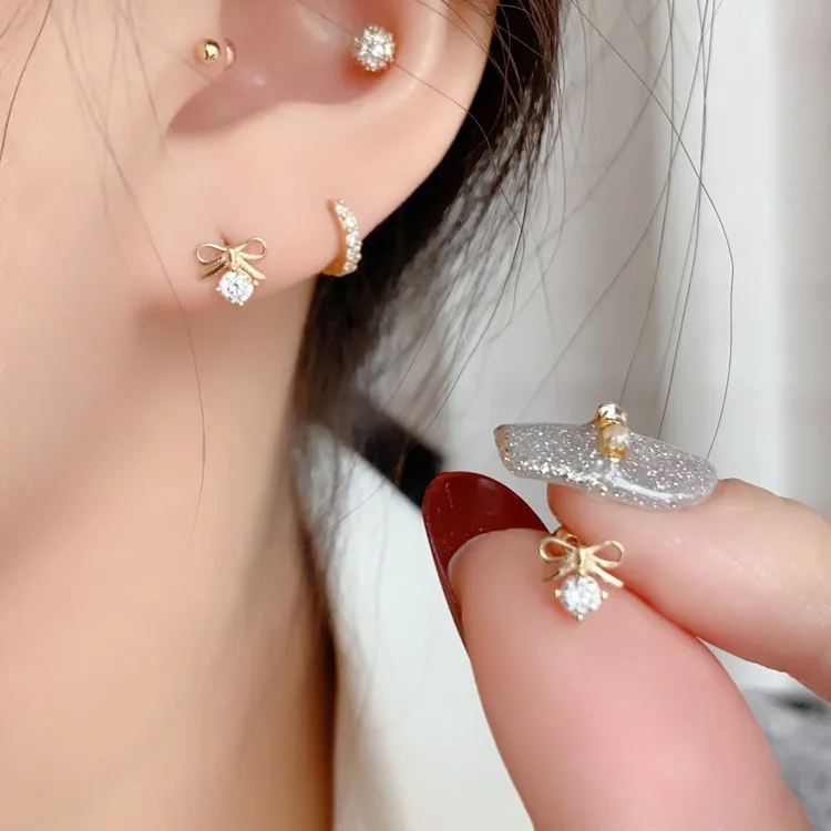 

CCFJOYAS 925 Sterling Silver Hollow Mini Cute Bow Stud Earrings for Women Girl Hypoallergenic Minimalist Piecring Ear Jewelry