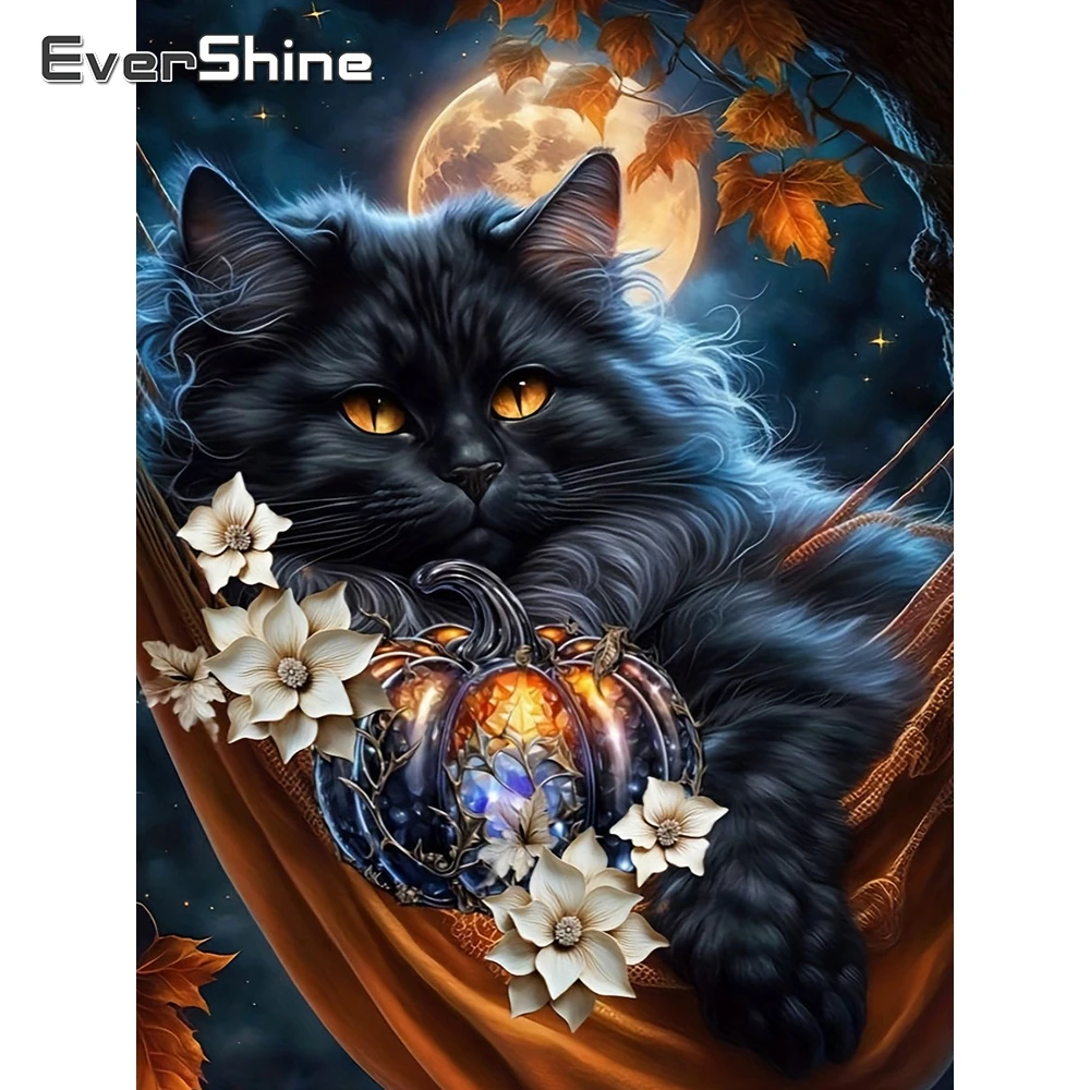 Evershine Diamant-Gemälde, Katze, Bild, Strasssteine, DIY, Mosaik, Tier, voll, quadratisch, Stickerei, Nachthandwerk, Kit, Wandkunst
