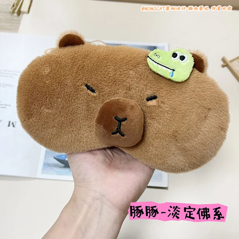 Capybara Sleeping Eye Mask Cartoon Plush Shading Eye Cover Portable Travel Relax Eyepatch Lunch Break Eyeshade Eye Care Tools