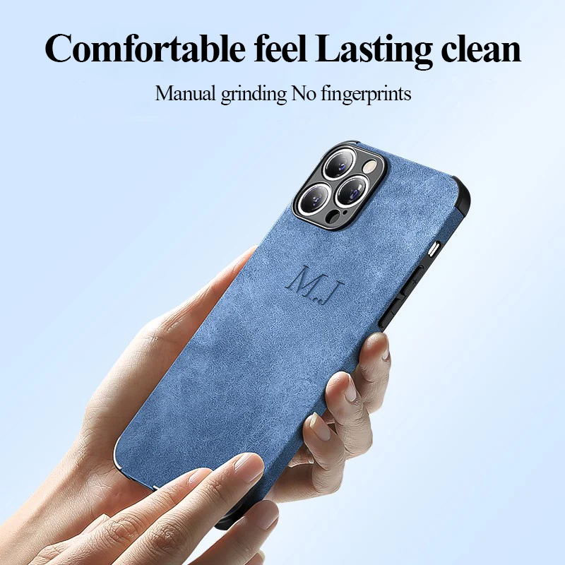 Personalized Customized Name Initals Letters Lambskin Case For iPhone 16 14 13 12 11 Pro Max Plus Shockproof Luxury Cover