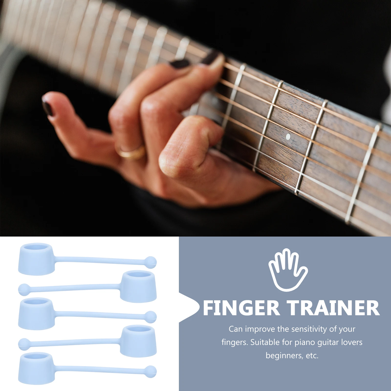 

5pcs Hand Exerciser Finger Puller Piano Training Device Tools Black Practice Artifact Durable Portable Finger Strengthener