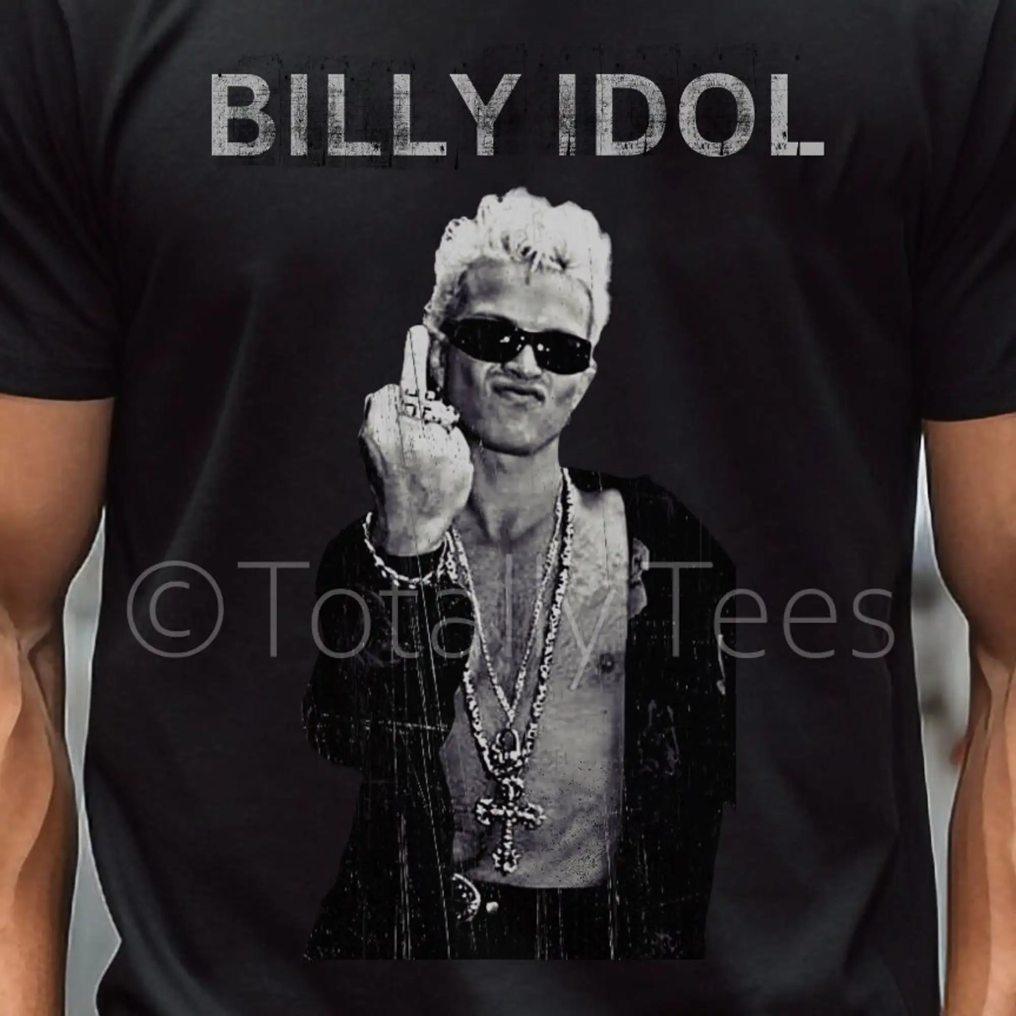 BILLY IDOL T Shirt 1980s Rock Vintage Aesthetic Distressed Band Giving the Finger Simple Minimalist long or short sleeves