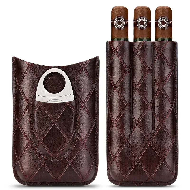 

Cigar Moisturizing Cover Cigar Scissors Travel Travel Three-pack Portable Cover Humidor Cigar Accessories