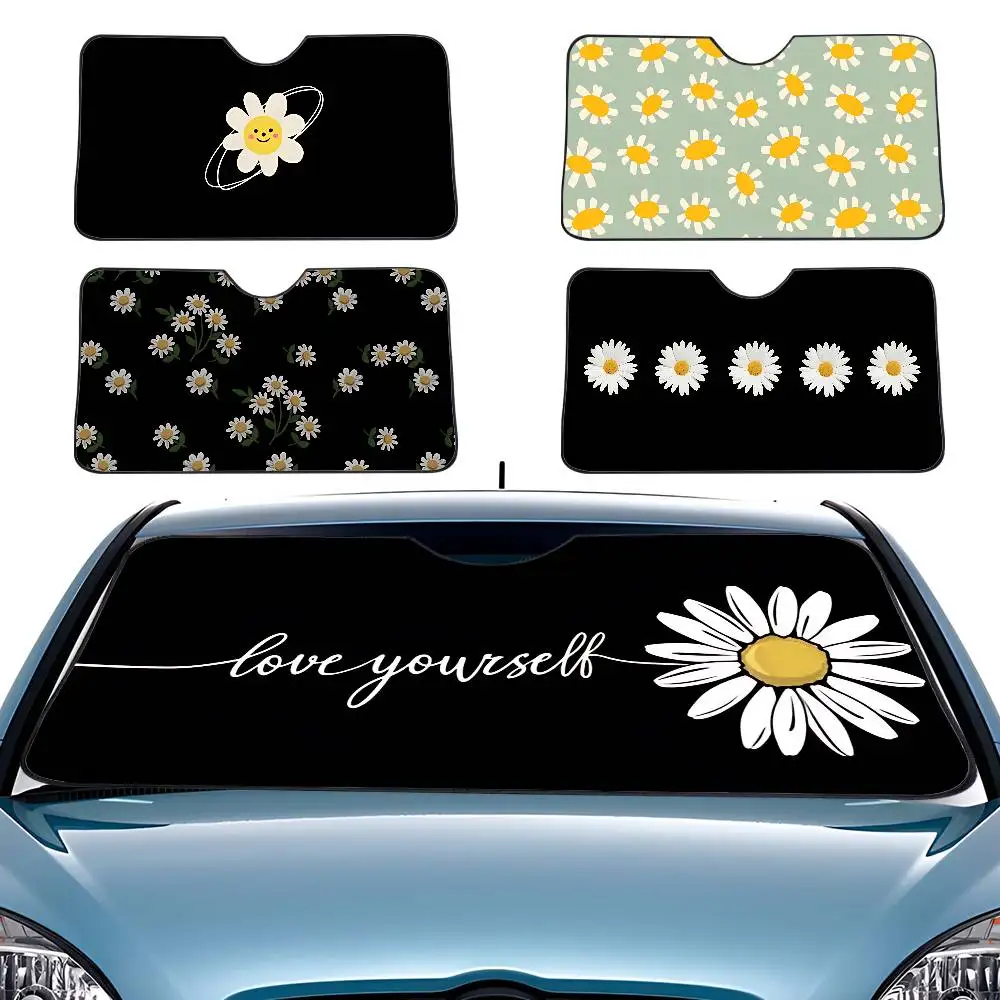 Fashion D-Daisies Car Sunshade Curtains Windscreen Front Window Visor 70x130cm Sun Visor Solar Protect Plaid Gift Novelty Car