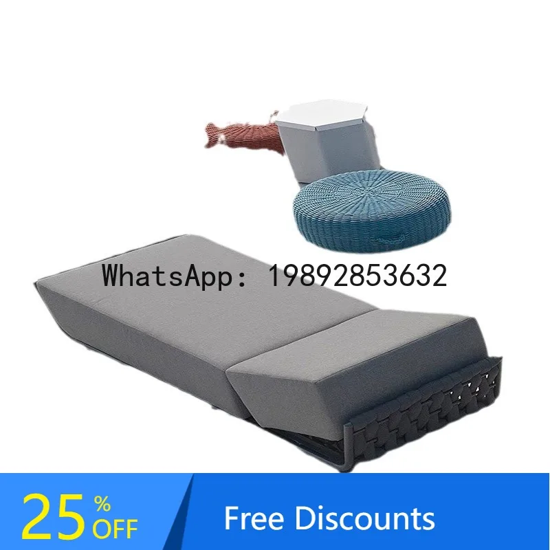 YFY Outdoor Courtyard Pool Lounger Outdoor Villa Open-Air Beach Chair Home Leisure Rattan Woven Recliner with Backrest