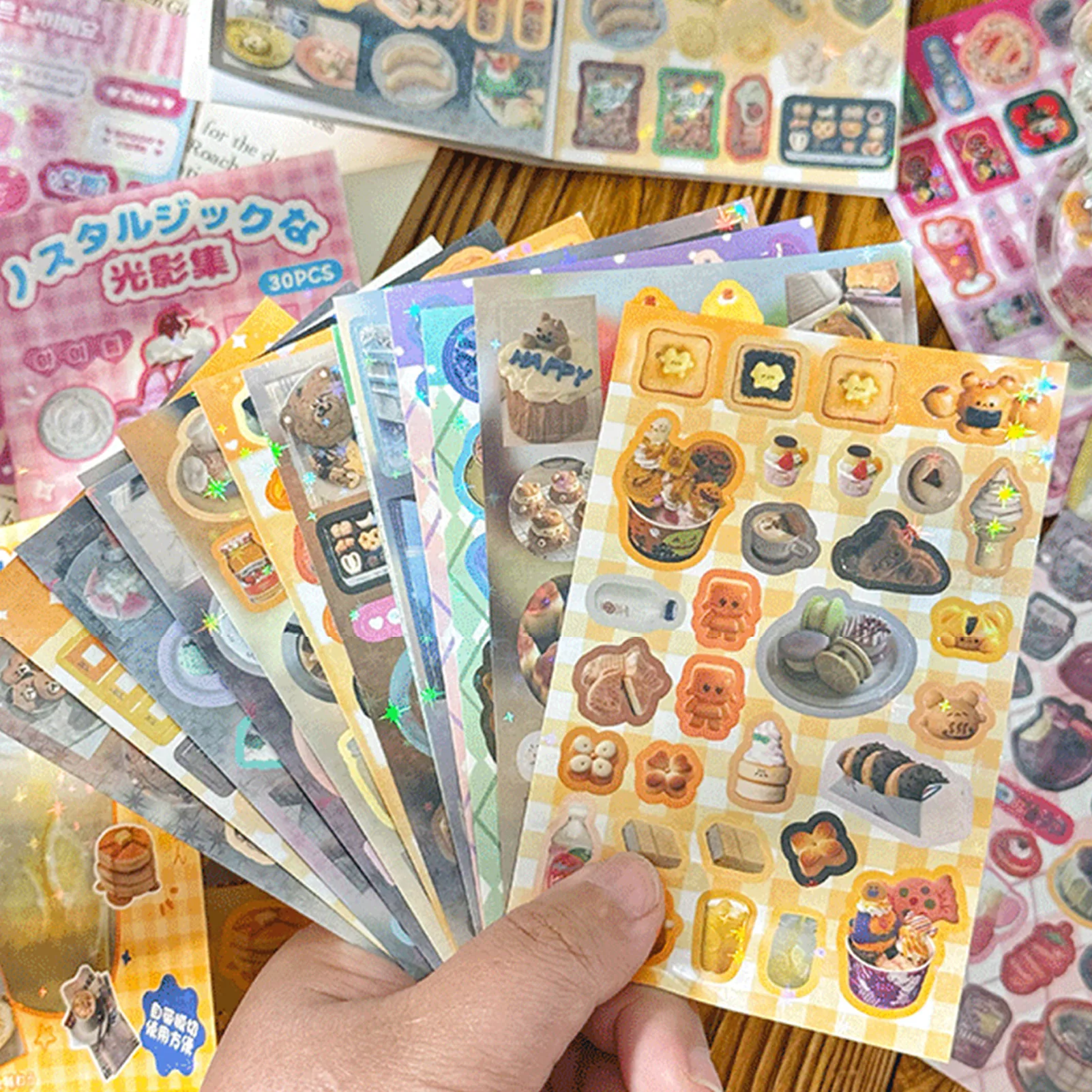 30 قطعة خمر الرجعية سجل القصاصات كتاب ملصق كعكة ميلك شيك متعددة الوظائف سكرابوكينغ مجلة ملصق كتاب للهاتف Crafts بها بنفسك الحرف #6