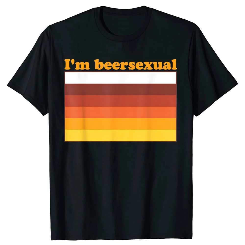 مضحك أنا Beersexual البيرة شرب LGBTQ فخر تي شيرت الرجال الفكاهة الشارع الشهير تي شيرت قصير الأكمام للجنسين فضفاض Crewneck الملابس
