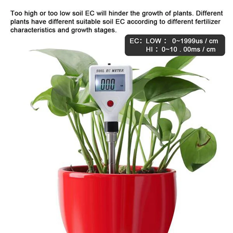 EC Detector Soil Analyzer -Conductivity Test Potted Planting EC Meter Flowers and Plant Agriculture Detector -White