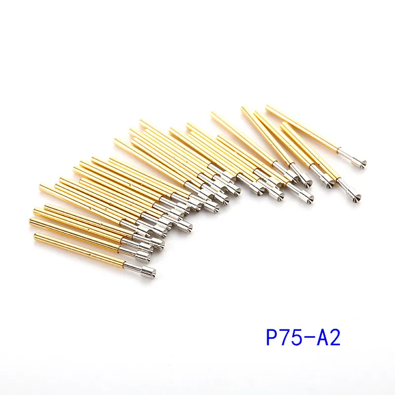 Hot Selling 100Pcs Van P75 Serie Messing Spring Test Probe Met Vernikkeld Naald Diameter Elektronische Spring Test Probe