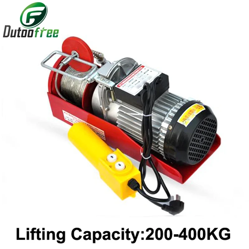 980W Mini Electric Hoist Crane Portable 200-400kg 12Meters Small Home Crane Renovation Crane 220V 12m/min