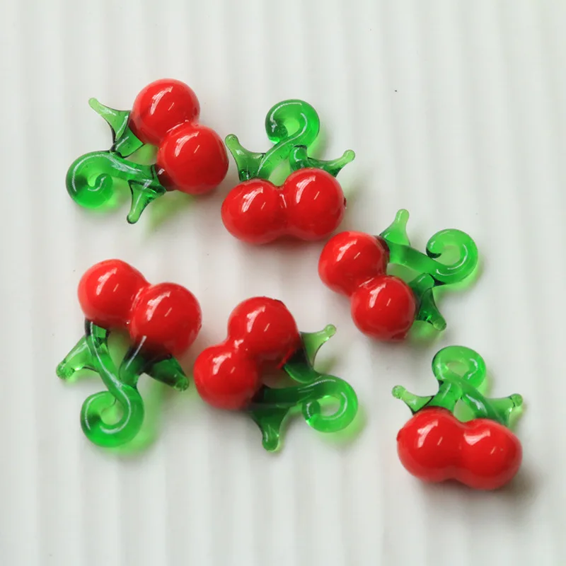 5pcsins summer small fresh watermelon orange small cherry diy glass fruit pendant earrings jewelry material wholesale