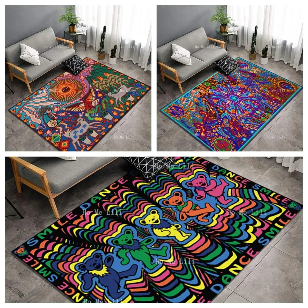 

Cactus Artistry And The Grateful Dancing Bear A Celebration Of Nature's Beauty And Joy Floor Rugs