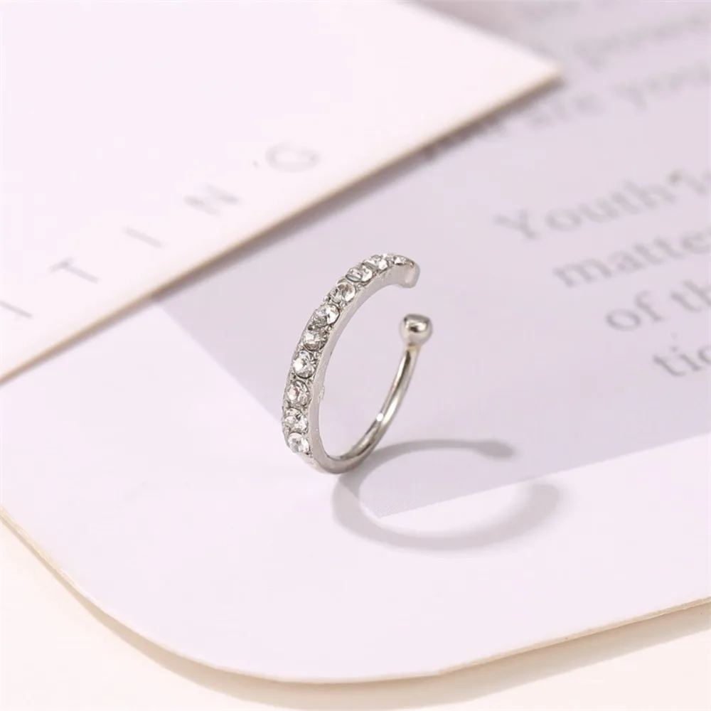 1pc Fashion Helix Cartilage Full Diamond Earrings Silver Gold Clip On Ear Cuff Jewellery Unisex Non Piercing Ear Buckle Women