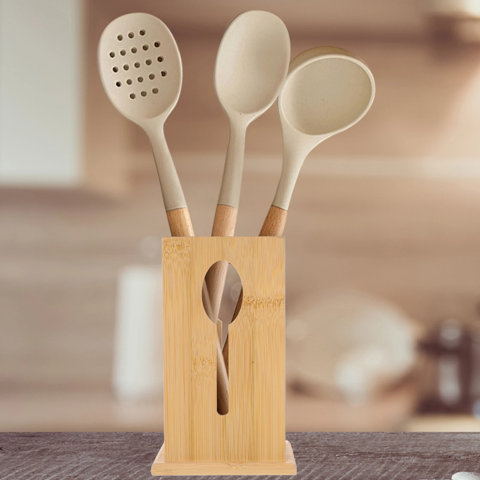 Soporte para palillos de bambú, organizador de utensilios resistente de gran capacidad, contenedor de cubiertos de cocina, caja de almacenamiento para cuchara y tenedor