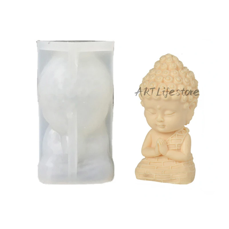 Tathagata Buddha Silicone Candle Mold Meditation Chanting Buddha Statue Resin Plaster Soap Making Tools Home Decoration Crafts