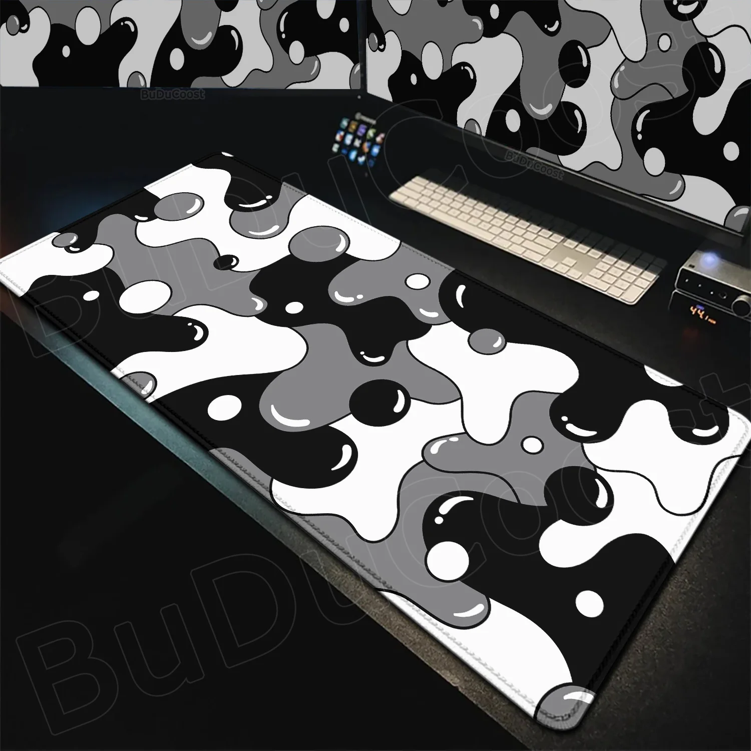 

Large Mousepad Keyboard Desk Mat XXL Black and White Strata Liquid 900x400 Mouse Pad Computer Laptop Keyboard Non-slip Mouse Mat