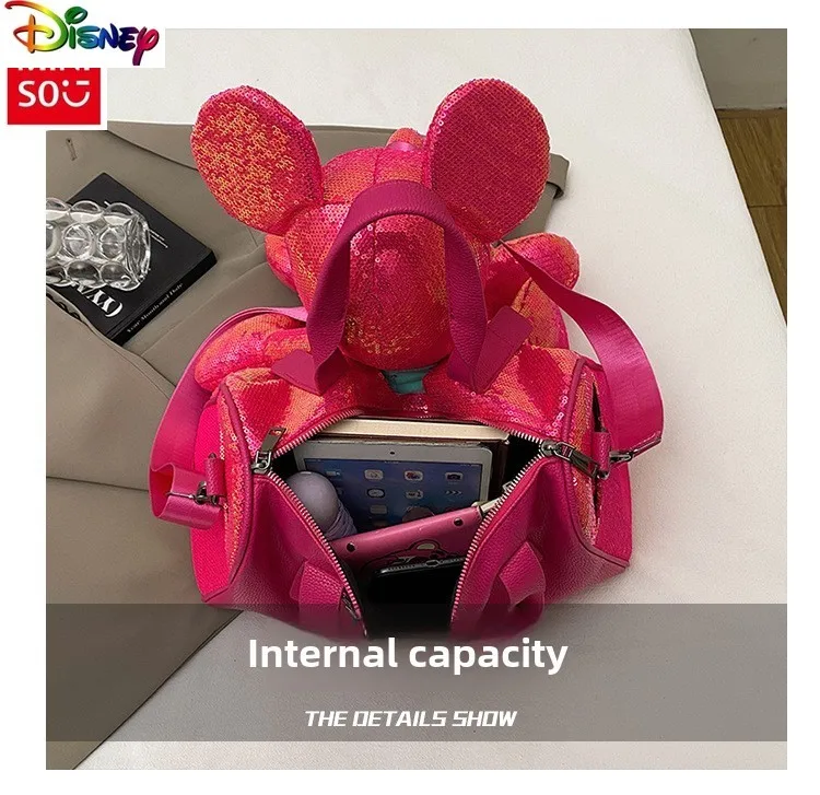 حقيبة ديزني الفاخرة عالية الجودة ميكي كروس للنساء، حقيبة يد عصرية لامعة ذات سعة كبيرة ومتعددة الاستخدامات #4