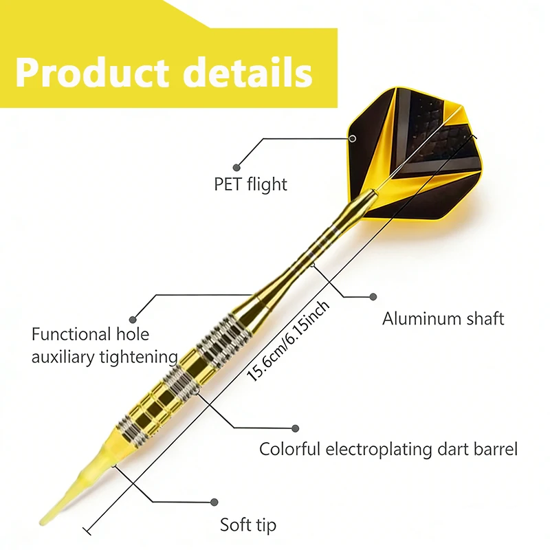 TRALOW Soft Tip Darts Set Professional Durable Metal Darts with Aluminum Rotate Dart Shafts for Dartboard Accessories Games