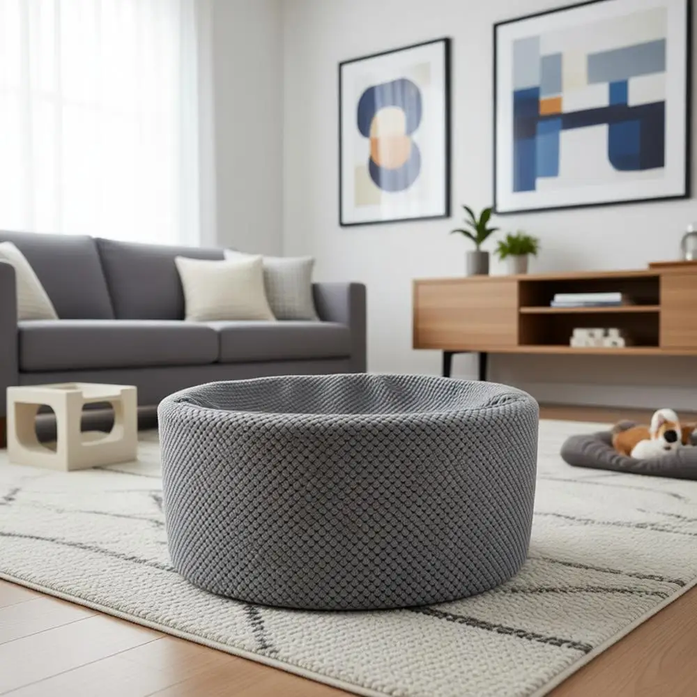 

Soft Enclosed Washable Cat Cave Bed for Indoor/Outdoor Cats & Kittens with Anti-Slip Bottom, Calming Covered Cave (Gray, 17.8 x