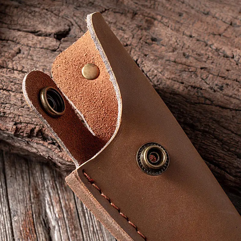 Натуральная воловья кожа с фиксированным лезвием, маленький прямой нож, ножны, кожаный чехол, держатель, уличный инструмент, петля для ремня, мультикобура для охоты