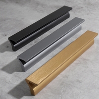 Creative Long Aluminium Black Furniture Wardrobe Cabinet Door Handles Kitchen Cupboard Drawer Knobs Long Handle Hardware Pulls