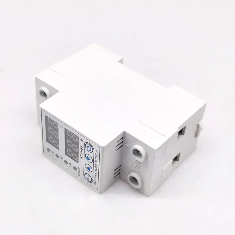 40A 63A 230V Adjustable Over Voltage Under Voltage Reclosing Protector  Relay Limit Over Current Protection Dual Digital Display