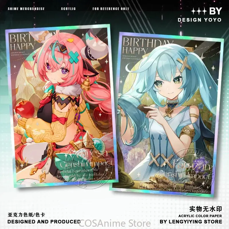 جينشين إمباكت كينيش كوسبلاي أنيمي كارتون فلاش مزدوج بطاقة ملونة مجموعة ورق ملون مجموعة مراوح بطاقة التوقيع