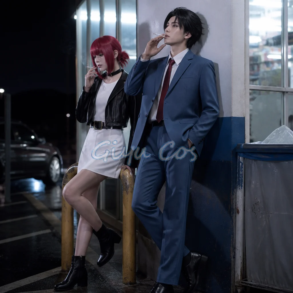 Manga Smoking Couple Miss Yamada Mr Sasaki Behind Supermarket Cosplay Costume Uniform Halloween Party Masquerade for Women Game
