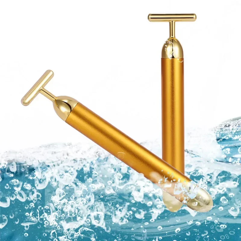 Energy 24K Gold T Beauty Bar massaggiatore a rulli per il viso a forma di T Energy Beauty Bar Pulse rassodante strumento per il sollevamento del