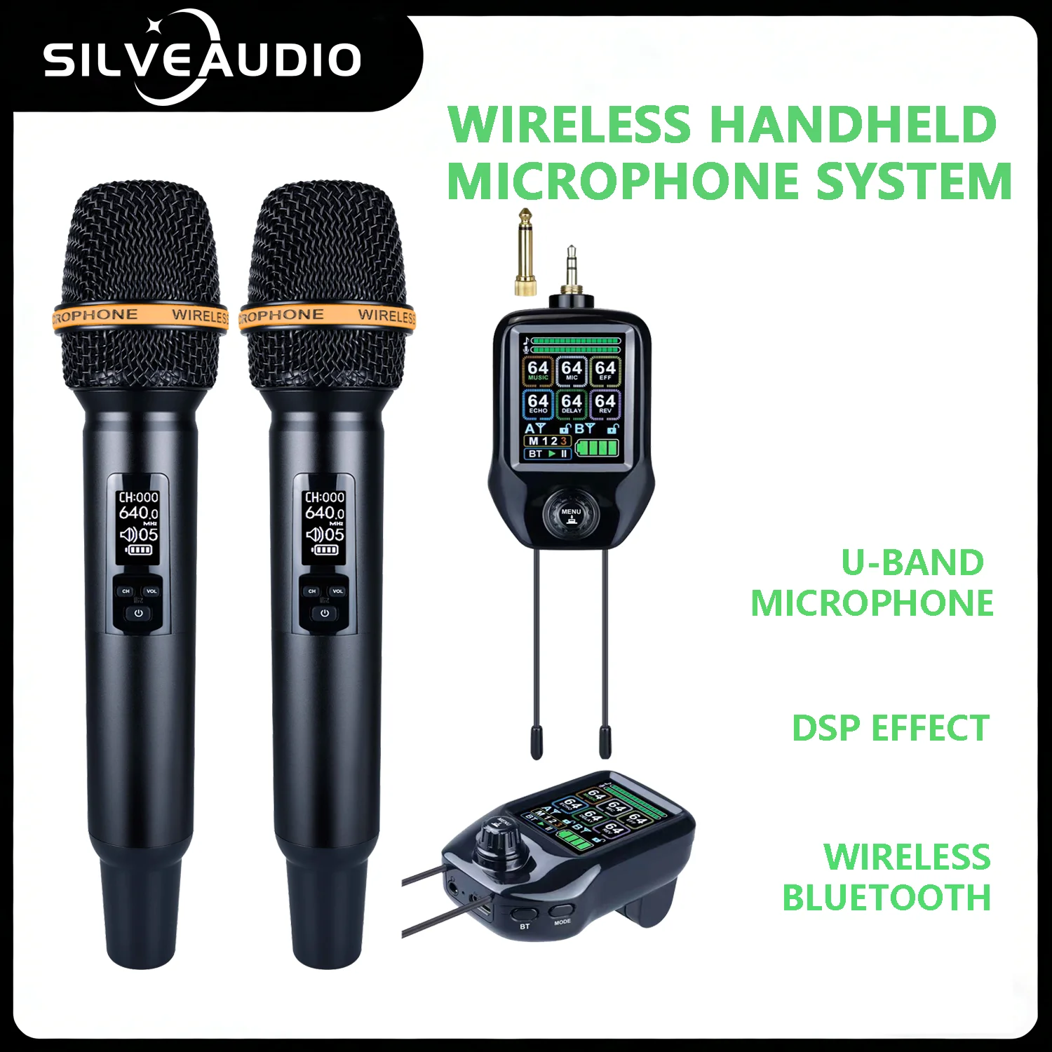 Wireless Bluetooth U-Band Microphone with N36 Tube DSP Effect for Conference Home KTV Stage GAW-M510