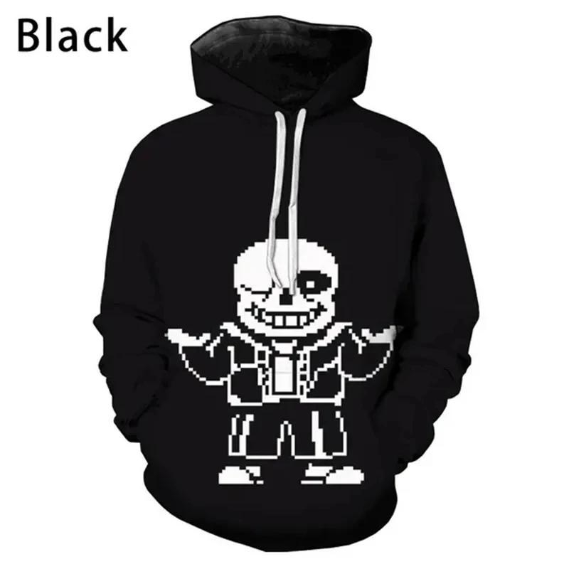 3D Printed Undertale Sans Graphic Hoodies Fashion Long Sleeve Oversized Sweatshirt Teen Tops Casual Mens Pullovers Streetwear