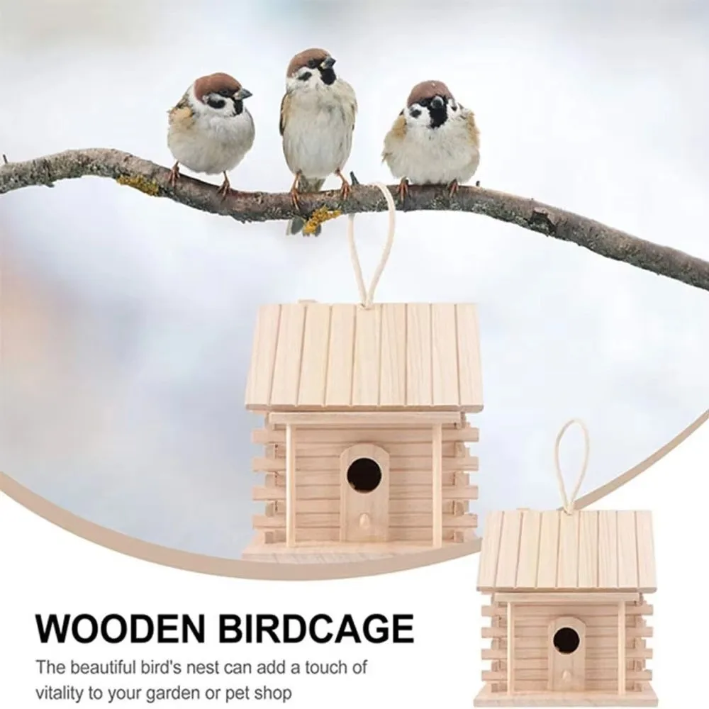 

New Wooden Bird Cage Wall Mount Weatherproof Bird House Nesting Box Home Garden Decoration Hanging Bird Nests Outside