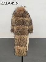 Cropped Faux Fur Coat 11 ZADORIN High Quality Cropped Faux Raccoon Fur Coat Woman Winter Fashion O Neck Long Sleeve Fluffy Short Faux Fur Jacket Crop Top 5