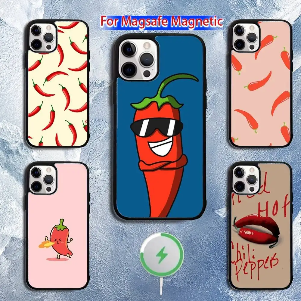 

C-Cartoon Funny Chili R-Red Phone Case For iPhone 16,15,14,13,12,11,Pro,Max,Plus,Mini,Magsafe,Magnetic Wireless Charging Case