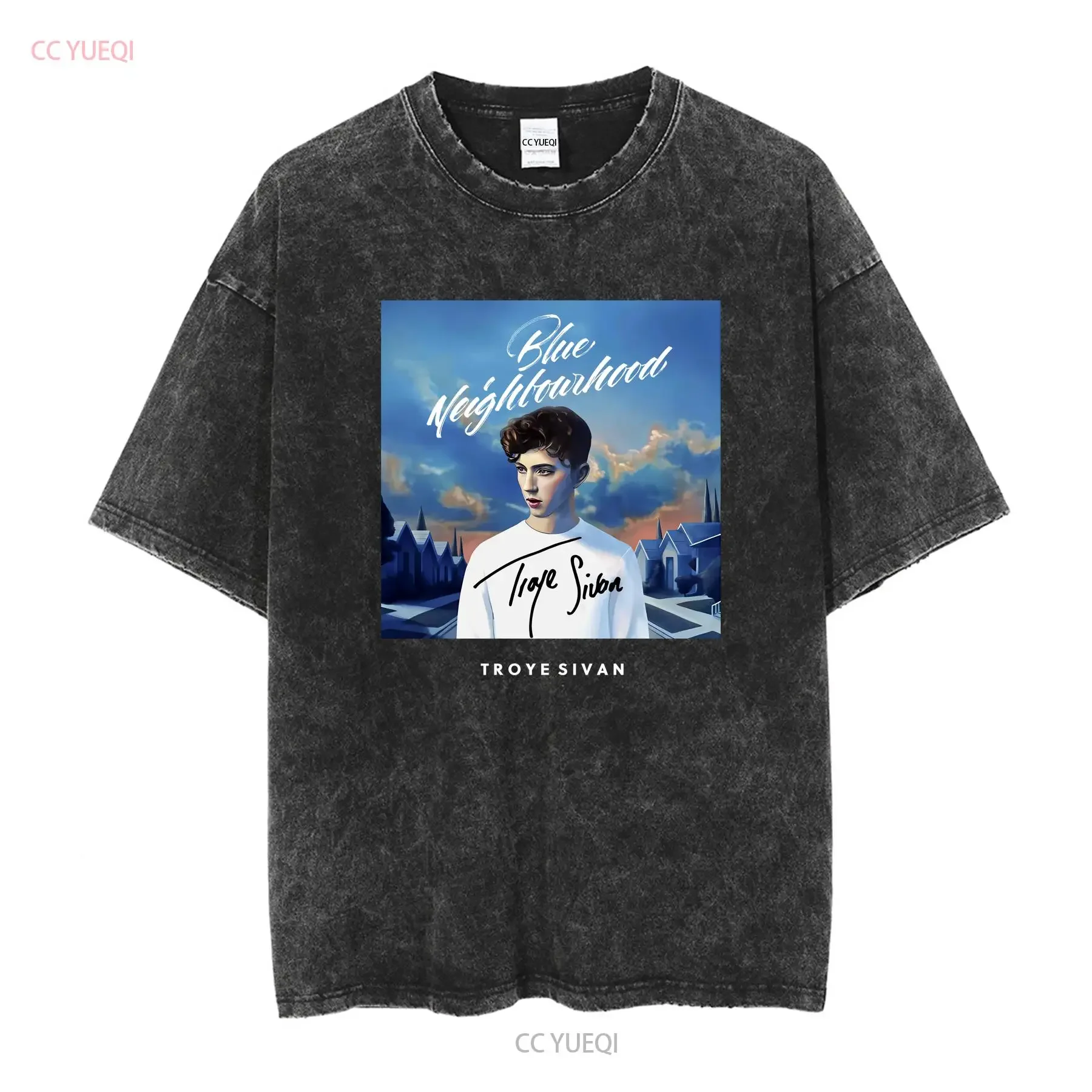 NEW LISTINGVtg Troye Sivan Blue Neighborhood Cotton Black Full Size T Shirt AA2365 vintage Washed homme Stylish Comfortable