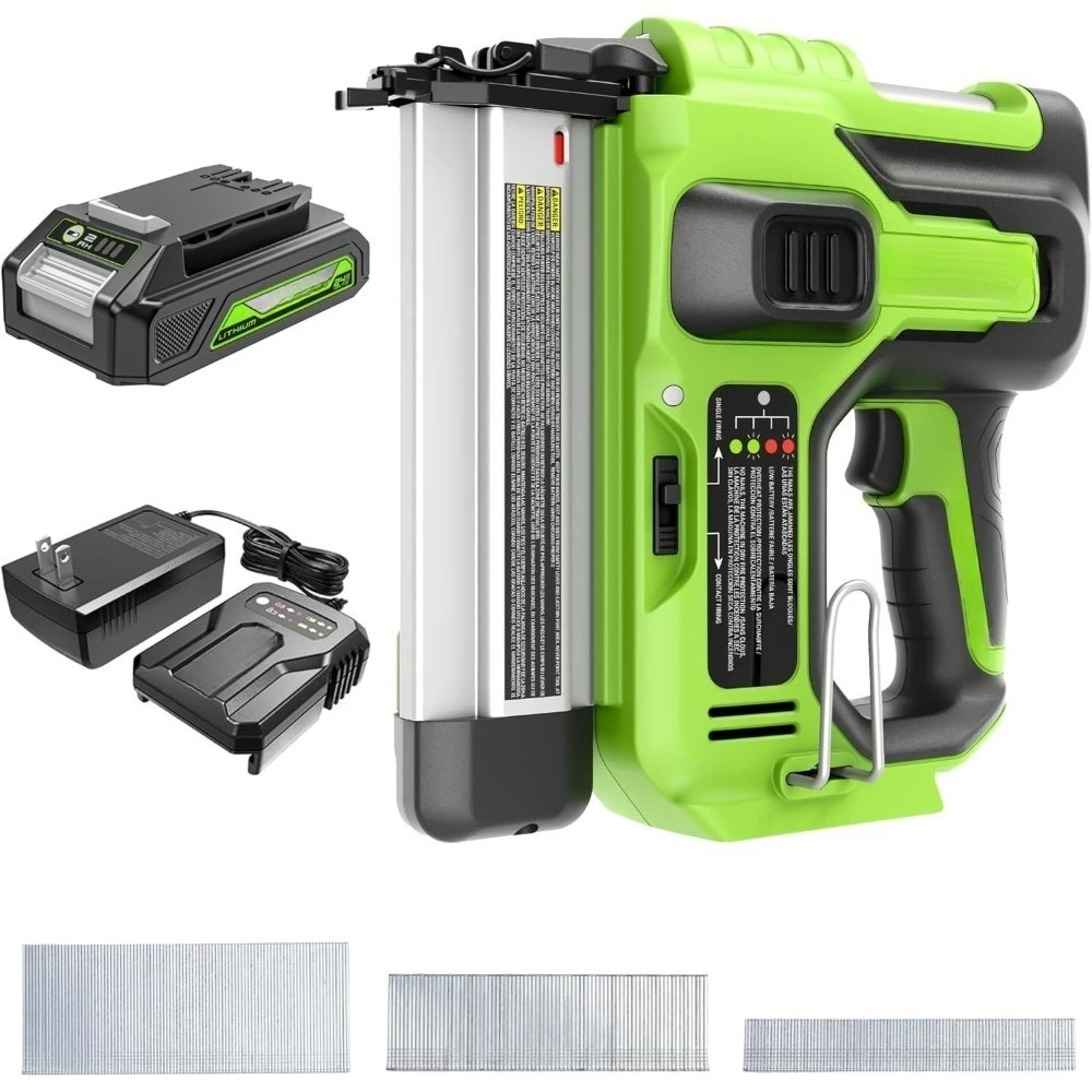 

24V 18 Gauge Brushless Brad Nailer Gun, Cordless Finish Nailer, Staple Gun Cordless with 2Ah Battery and 2A Charger