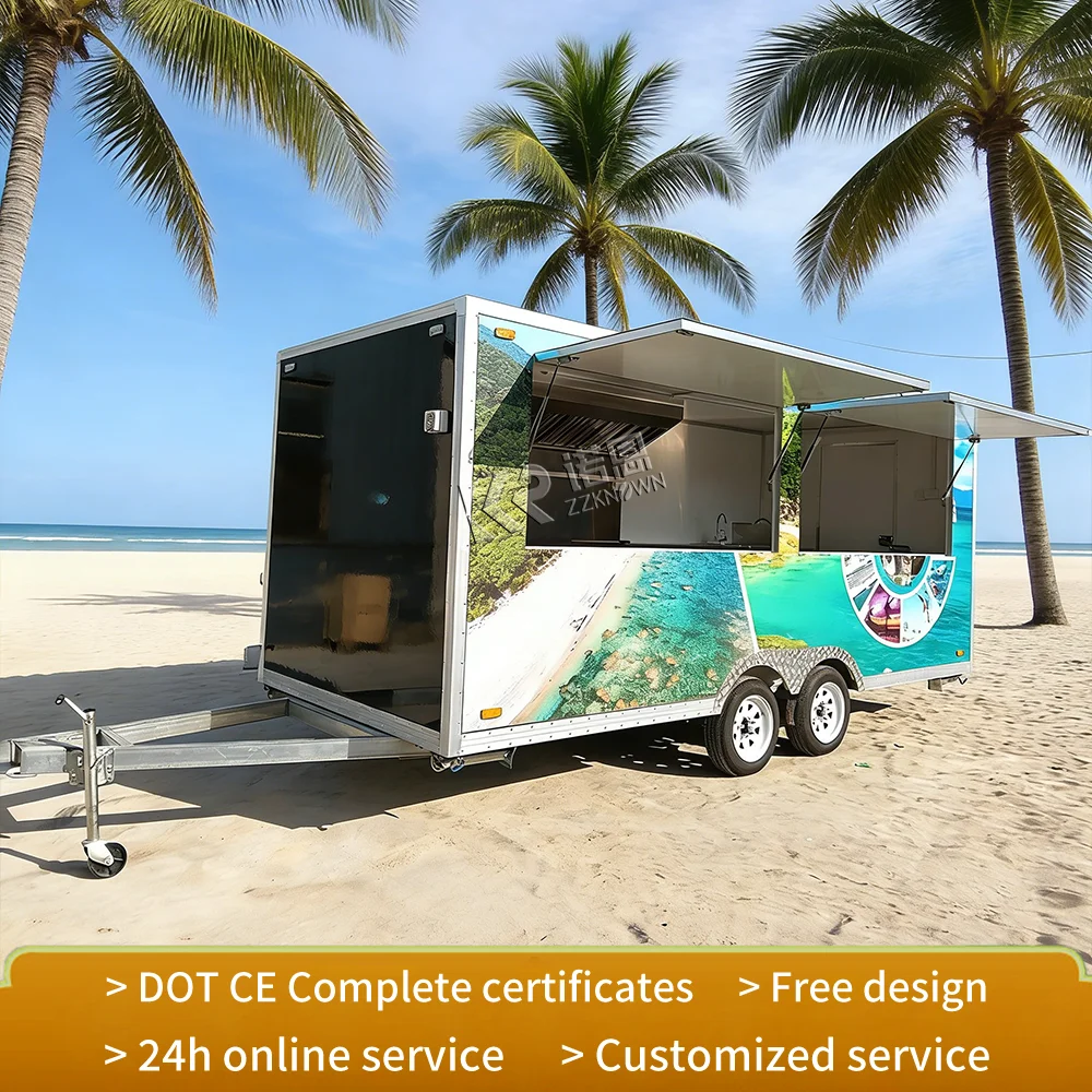 

Customized Coffee Trailer Mobile Food Trailers Fully Equipped Kitchen Fast Food Truck Commercial Ice Cream Coffee Food Trailer