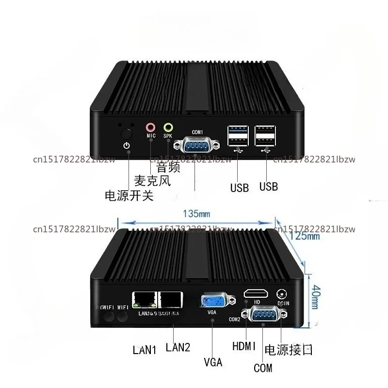 Industrial computer j1900 j4125 dual network port N100 mini pc fanless microcomputer host j6412 quad-core low power consumption