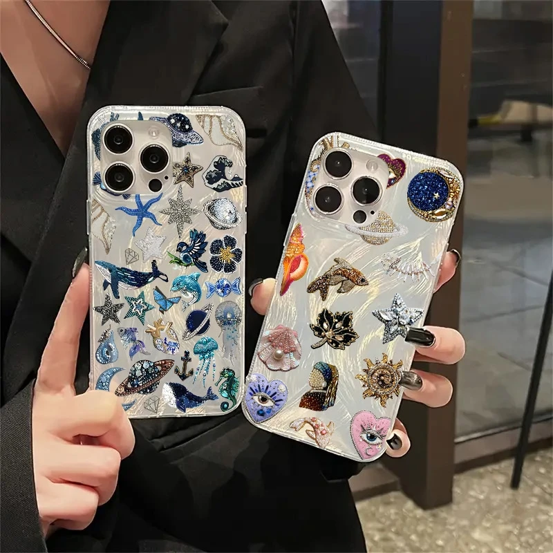 

Phone Case Gilded Ocean Elements Pattern For Realme 14 Pro Plus 5G 14X 13 12 11 10 8 8i C75 C71 C67 C65 C63 C61 C55 C51S Cover