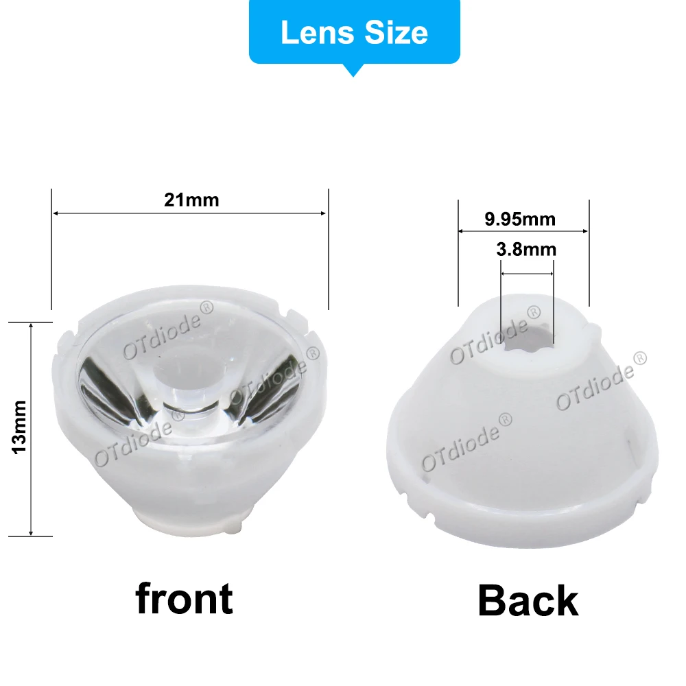 5-50pcs LED Lens 1W 3W 5W XPE 3535 3030 XPG2 XT-E 21mm 8 25 30 45 60 90 degree Focus Optical Lenses Reflector Collimator