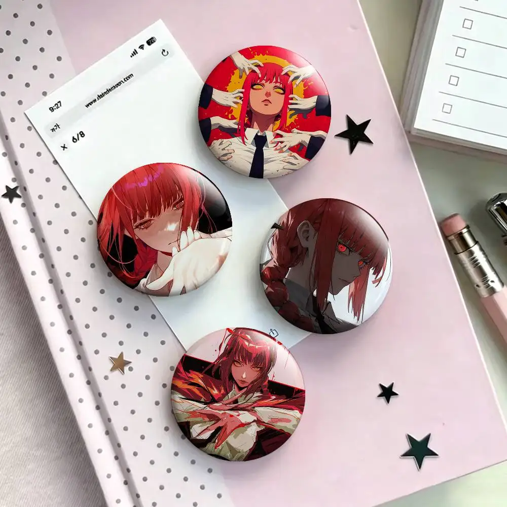 

C-Chainsaw-man M-MAKIMA Laser Badge Creative Pins Brooch for Bag Clothes Hat Decor Gifts Fans Collect