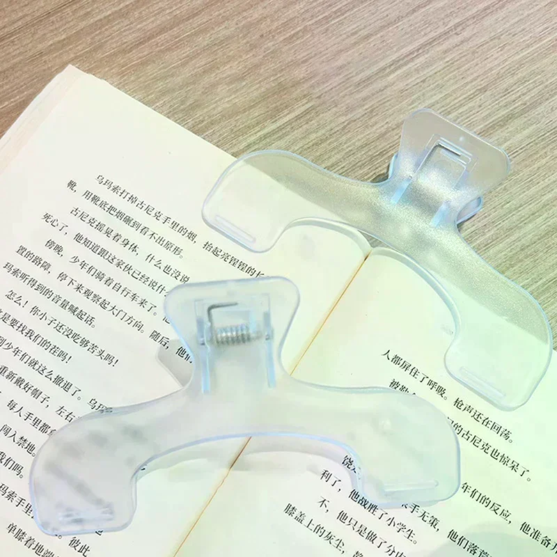 Clip per libri fissi semplici, porta pagine trasparenti satinati per strumenti di lettura, clip per appunti, accessori da scrivania Kawaii, pratico porta note